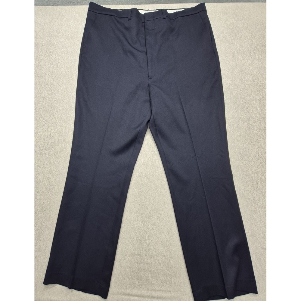Vintage Sears Dress Slacks Mens 40x32 Navy Blue 100% Polyester Made In USA